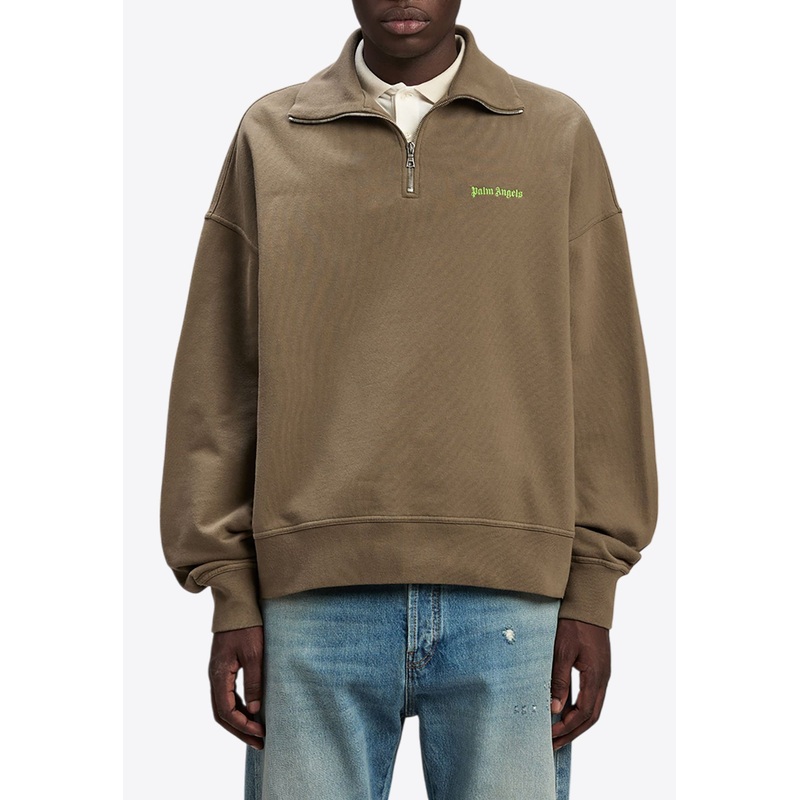 Logo-Embroidered Half-Zip Sweatshirt Brown mrtwstd_S