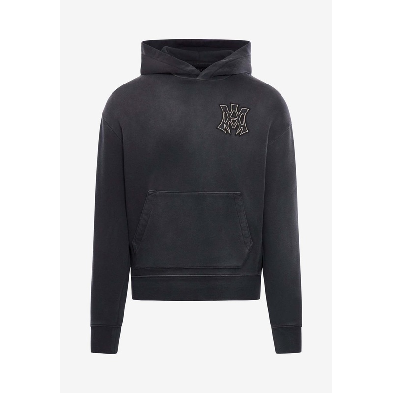 Logo Patch Washed Hooded Sweatshirt Black mrtwstd_S