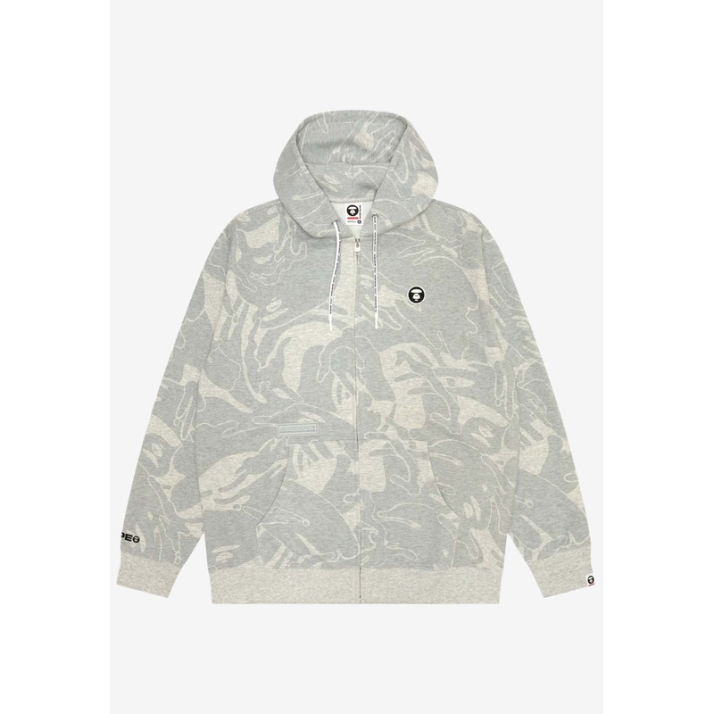 Moonface Zip-Up Camo Hooded Sweatshirt Gray mrtwstd_S