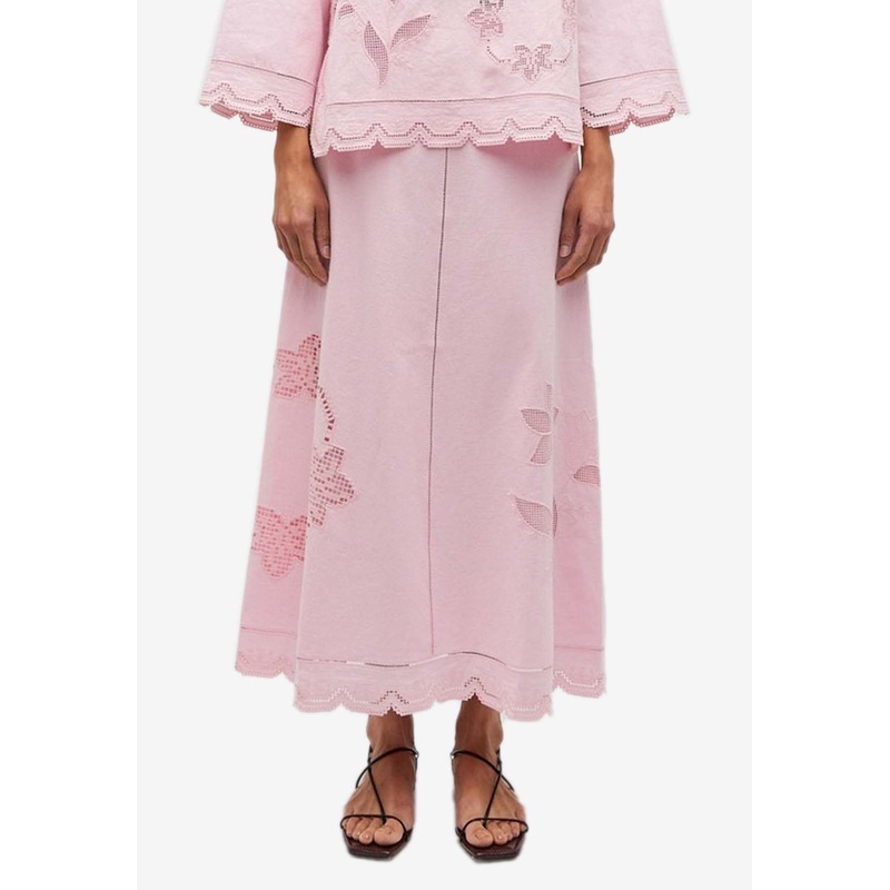 Table Cloth Lace Midi Skirt Pink wrtwuk_UK 6