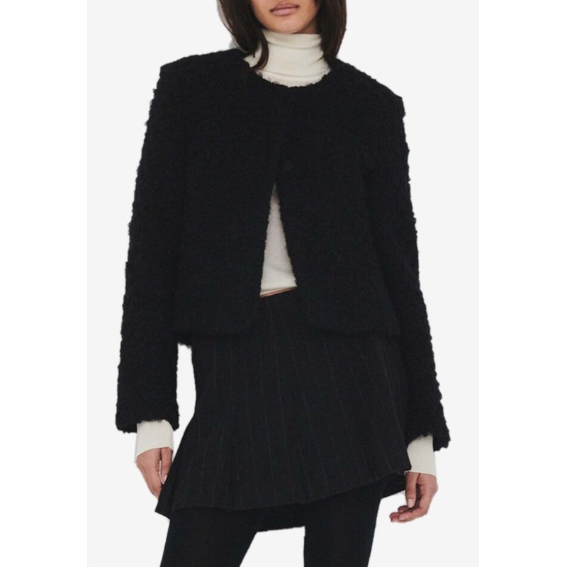 Vienna Collarless Knit Jacket Black wrtwuk_UK 4