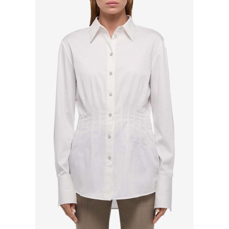 Waisted Dart Button-Up Shirt White wrtwstd_S