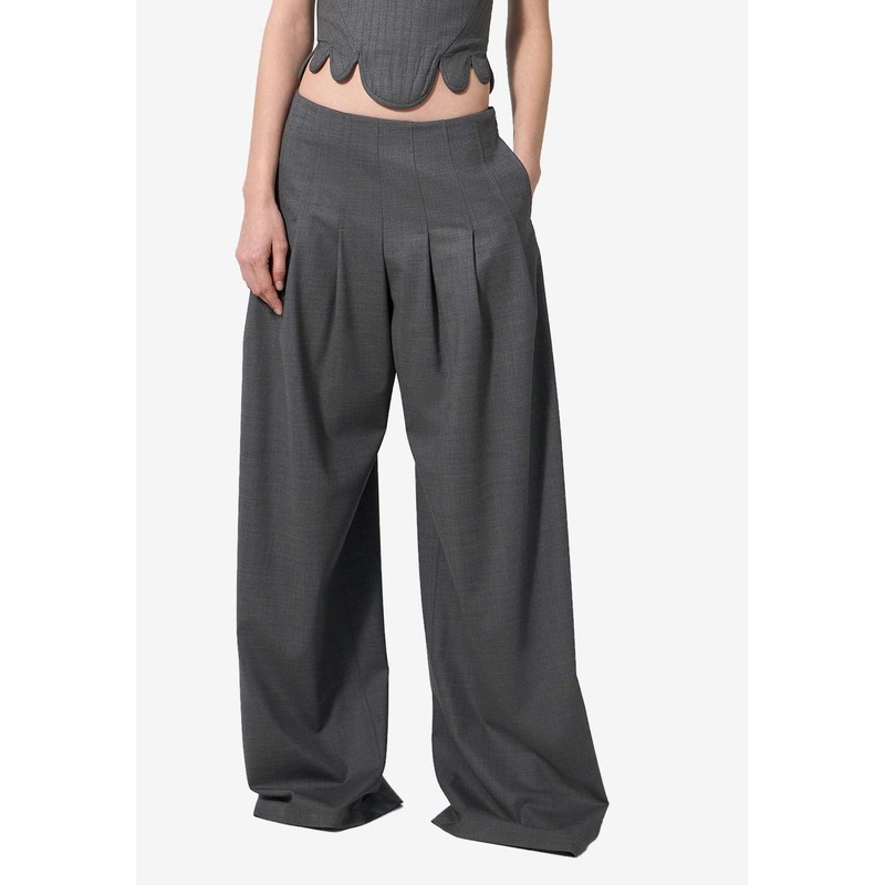 Wide-Leg Wool Pants Gray wrtwstd_M