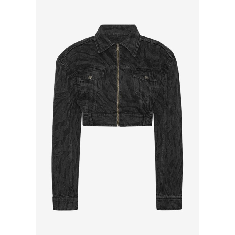 Zebra Denim Cropped Jacket Black wrtwde_DE 36