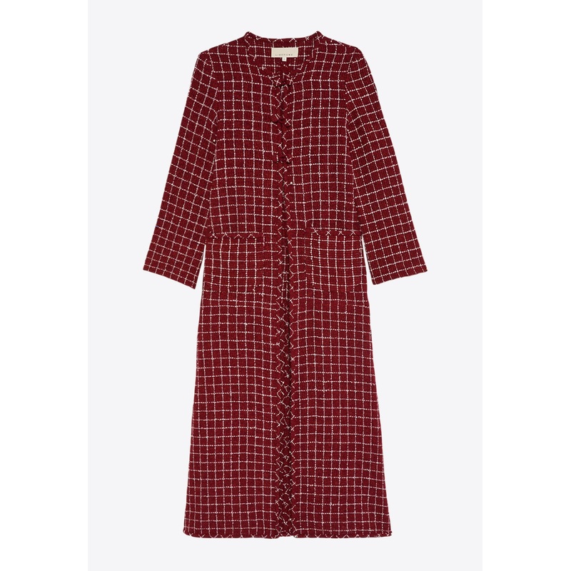 Agatha Check Long Coat Bordeaux wrtwstd_S