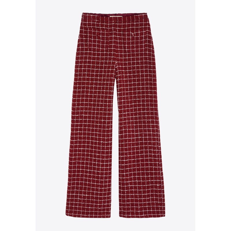Amelia High-Rise Checked Pants Bordeaux wrtwstd_S