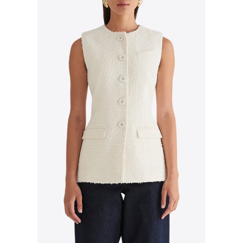 Bailey Tweed Tailored Vest White wrtwuk_UK 6