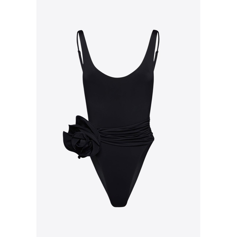 Floral Appliqu One-Piece Swimsuits Black wrtwfr_FR 36