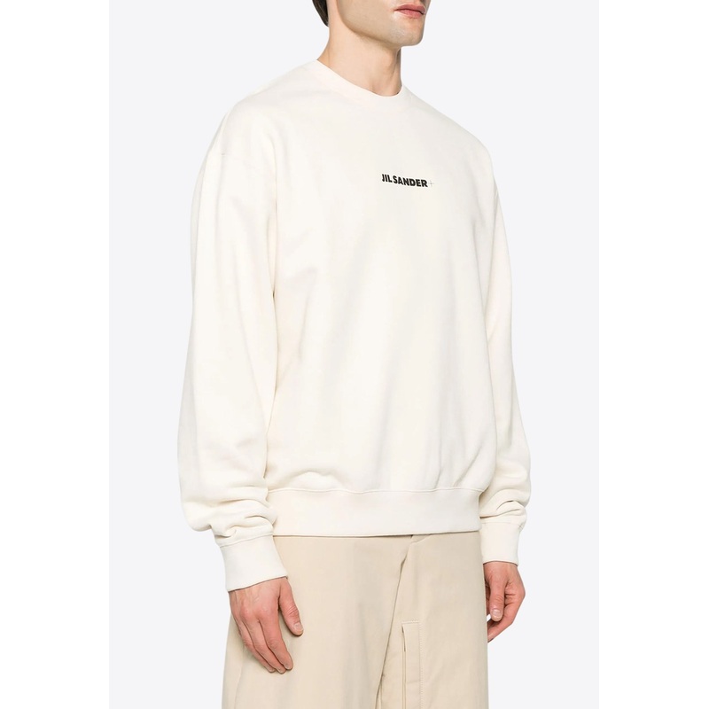 Logo Print Crewneck Sweatshirt Cream mrtwstd_L