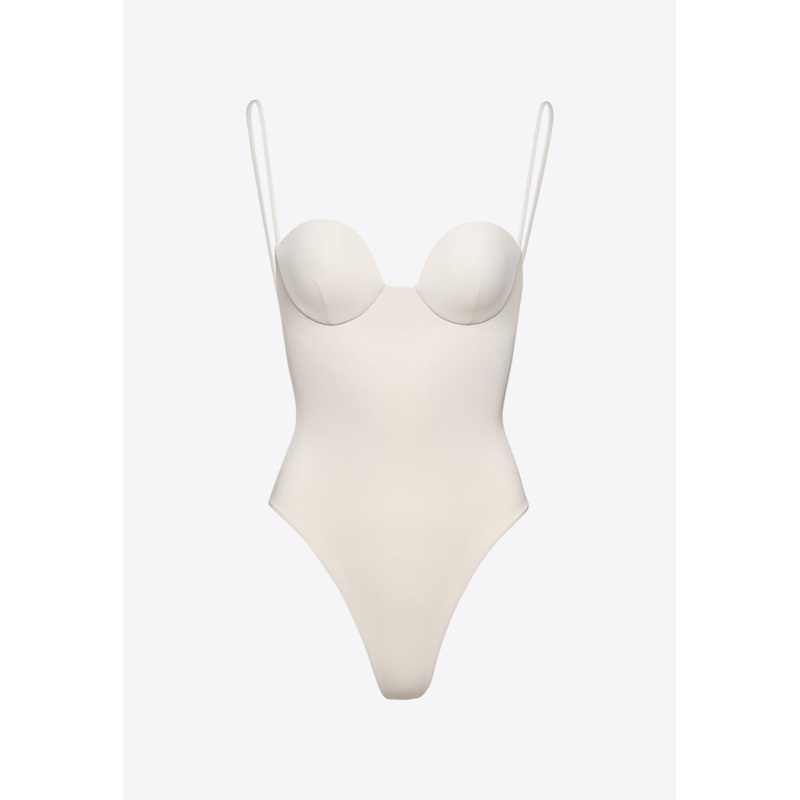 Retro Bustier One-Piece Swimsuits Cream wrtwfr_FR 36