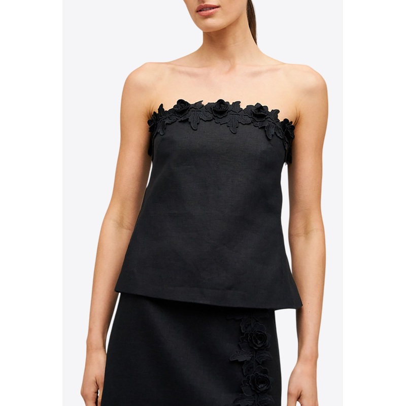 Rosebud Lace Bandeau Top Black wrtwuk_UK 8