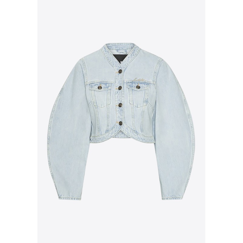 Round Sleeve Denim Jacket Light Blue wrtwuk_UK 6