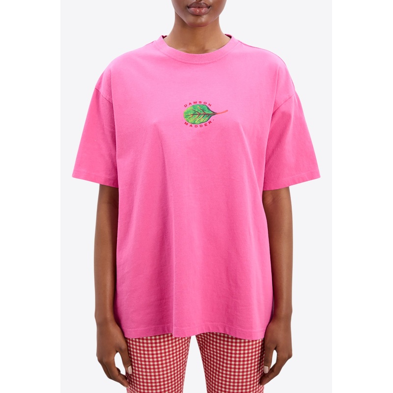 Salad Print Boyfriend T-shirt Pink wrtwuk_UK 6