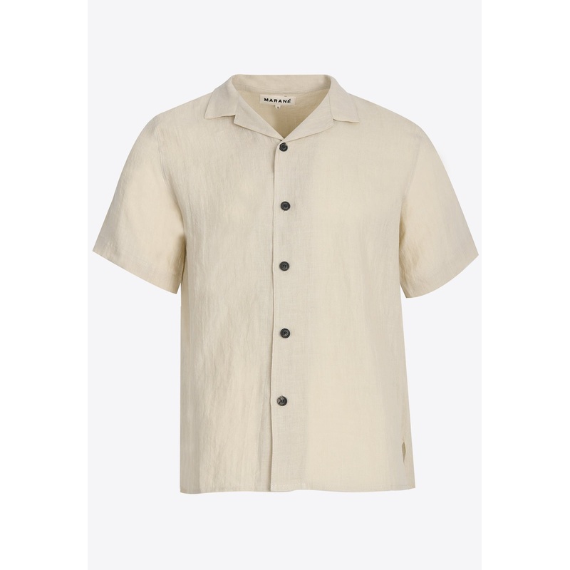 Sor Camp Collar Linen Shirt Beige mrtwstd_S