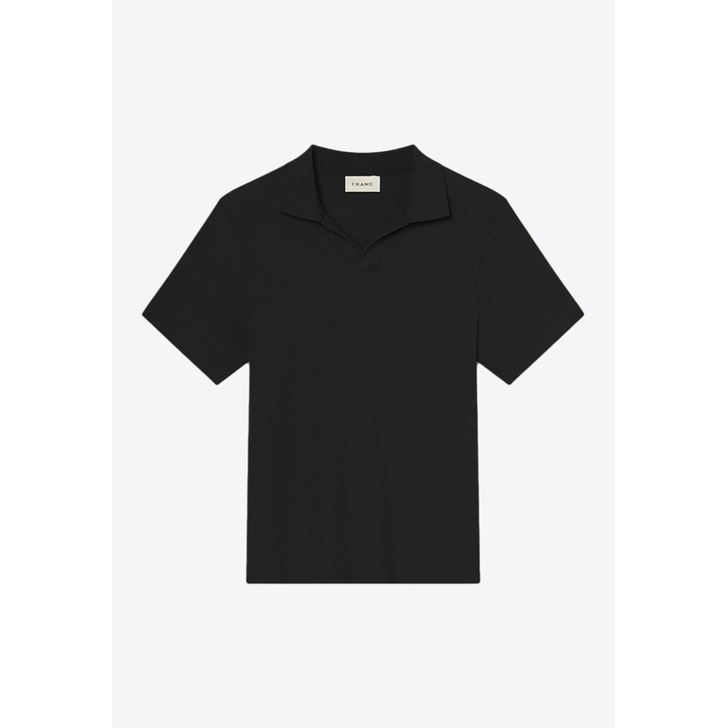 V-neck Jacquard Polo T-shirt Black mrtwstd_S