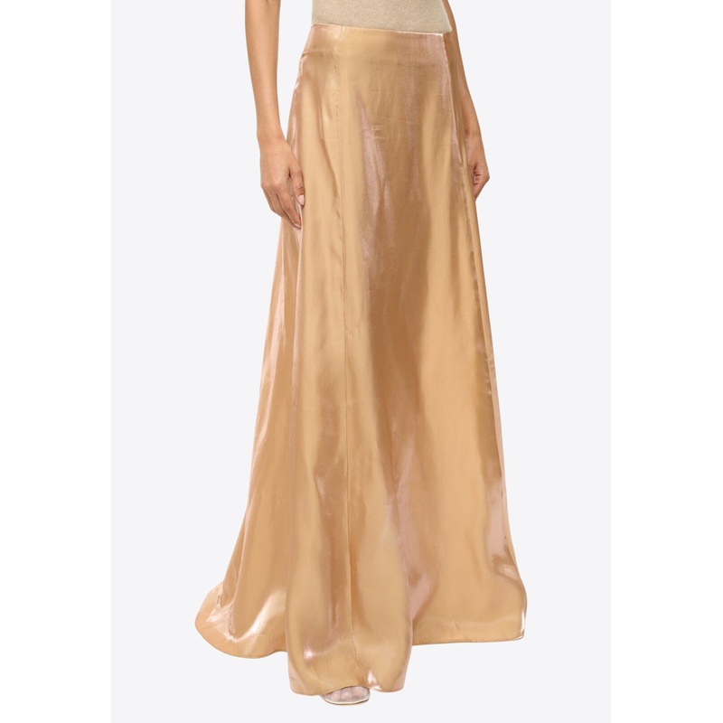 Vincenzo Iridescent Organza Long Skirt Rose Gold wrtwuk_UK 4