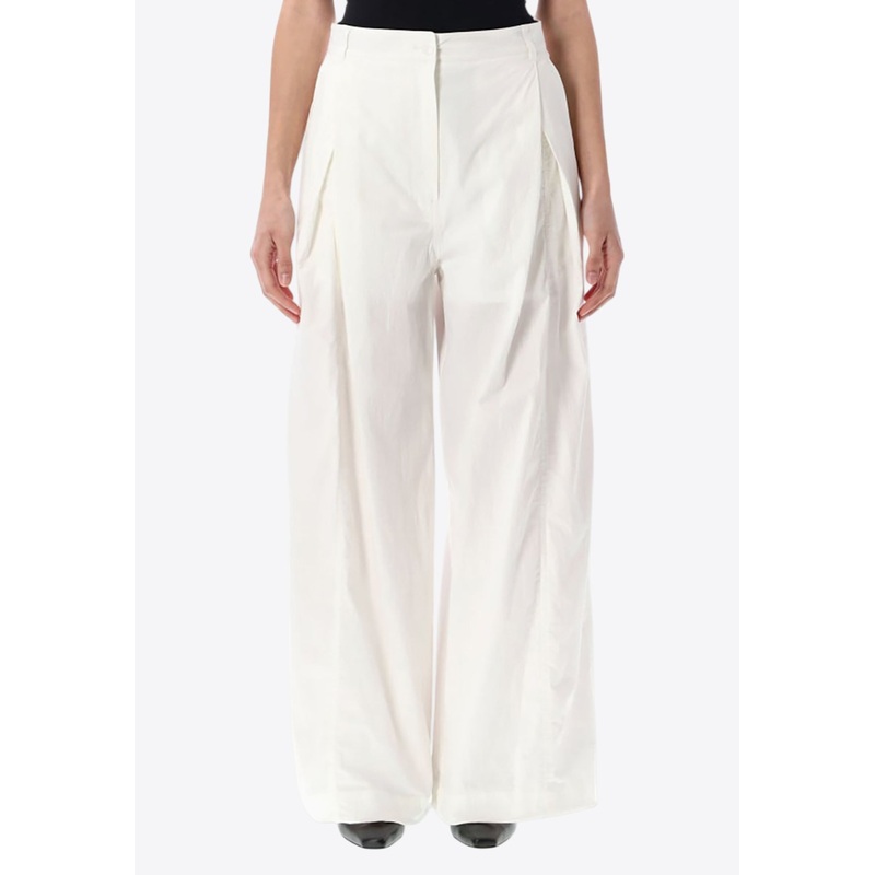 Wide-Leg Tuck Pants White wrtwstd_M