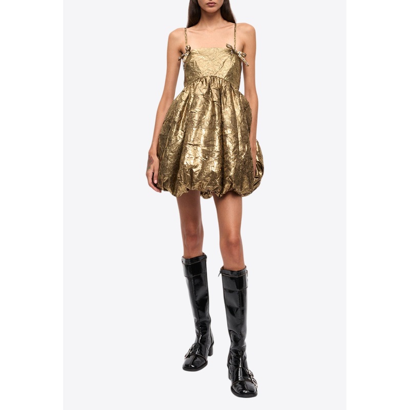 Wrinkled Mini Dress Gold wrtwuk_UK 6