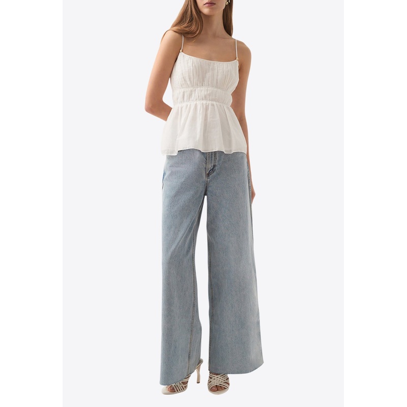Acapella Ruched Sleeveless Top Ivory wrtwuk_UK 10