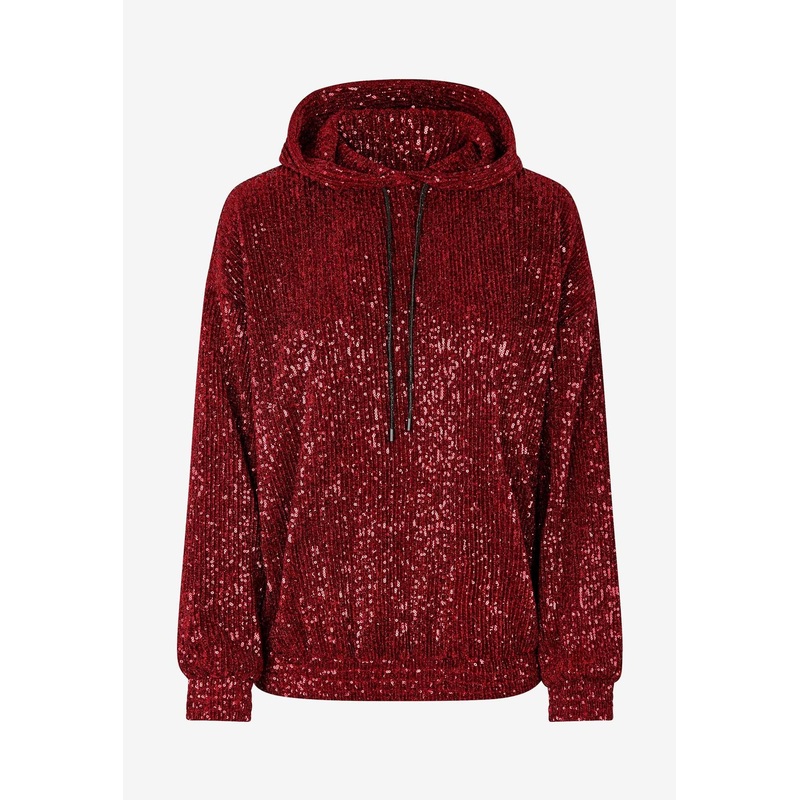 All-Over Sequins Hoodie Red wrtwstd_S