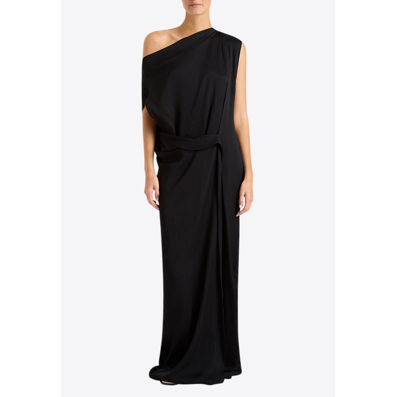 Ardea One-Shoulder Draped Maxi Dress Black wrtwstd_S