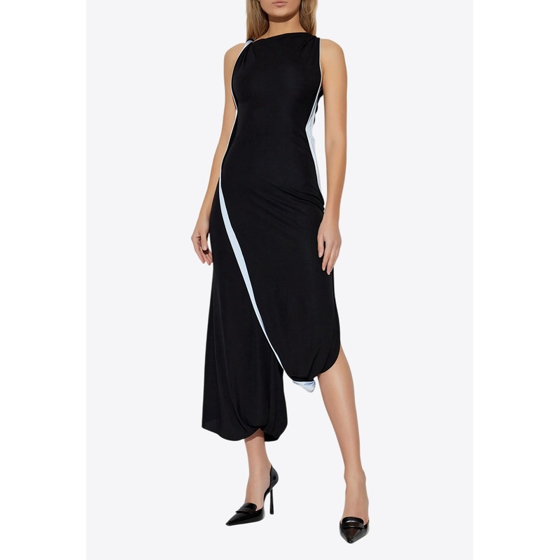 Asymmetric Wrap Midi Dress Black wrtwuk_UK 12