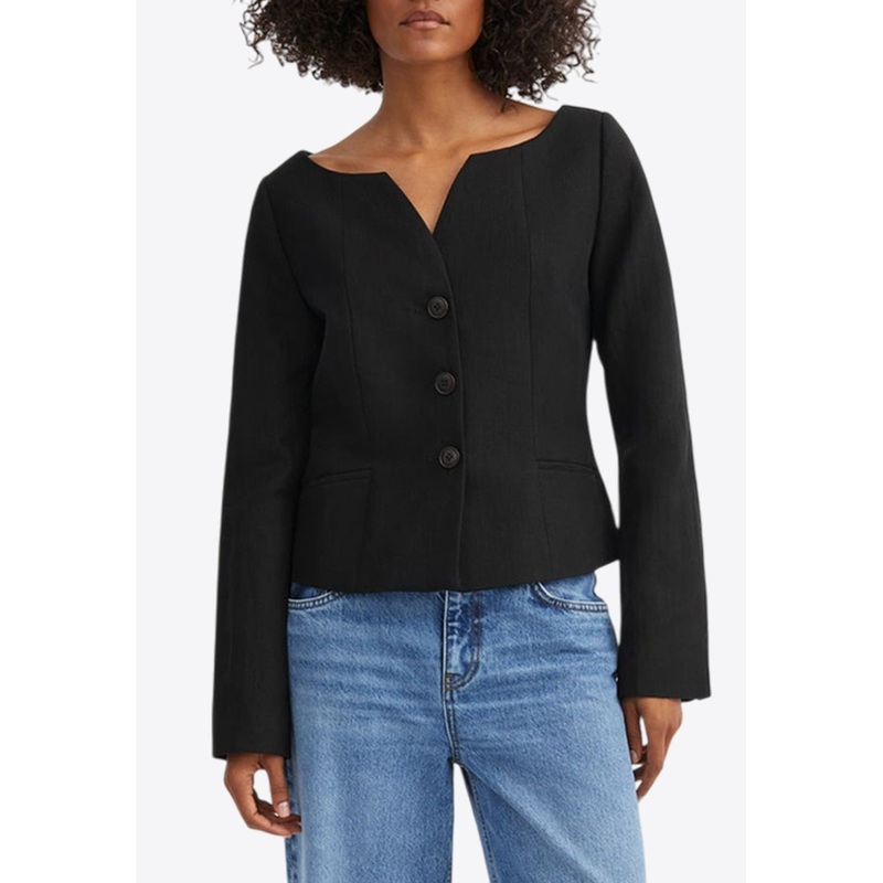 Athena Linen Blazer Black wrtwuk_UK 8
