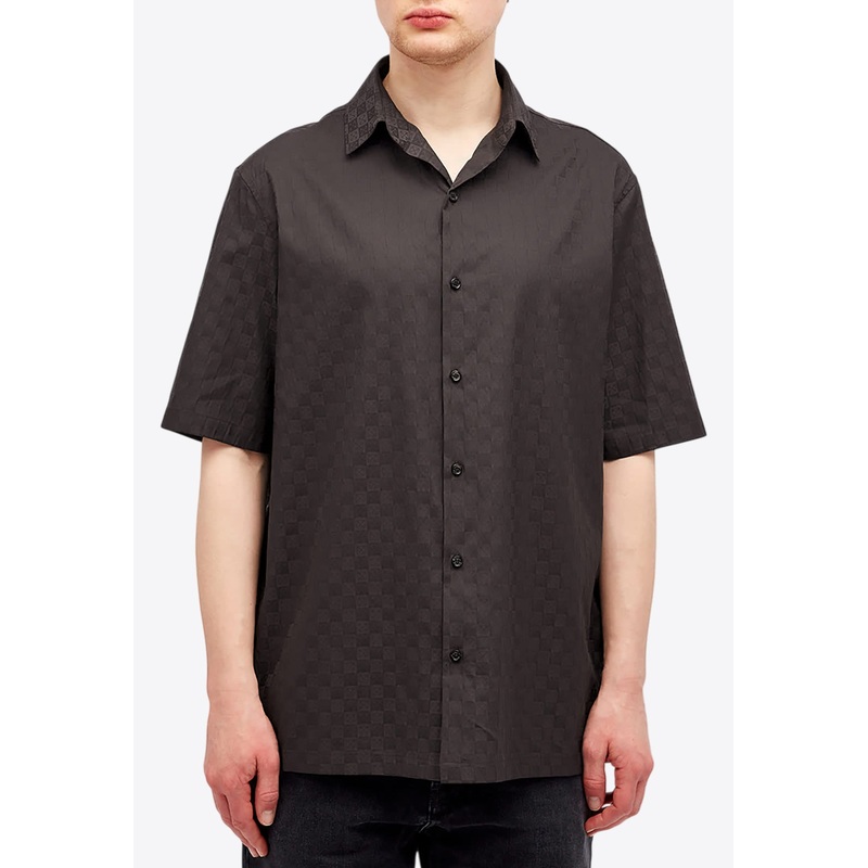 Damier Jacquard Bowling Shirt Brown mrtwit_IT 48
