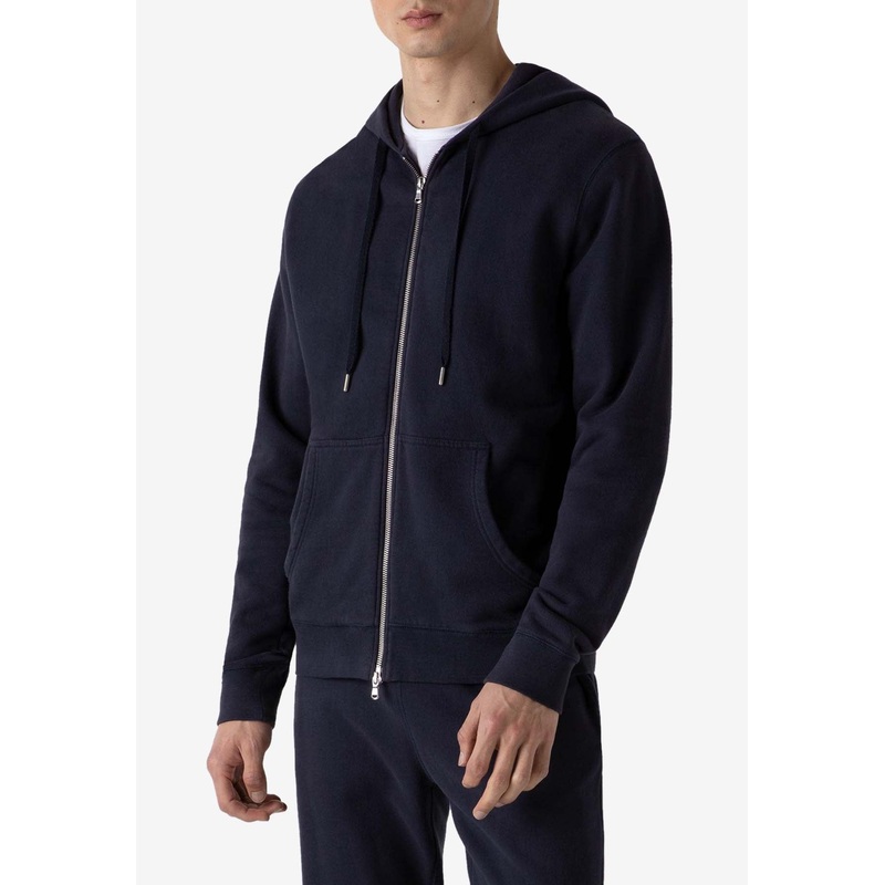 Loopback Zip-Up Hooded Sweatshirt Navy mrtwstd_S