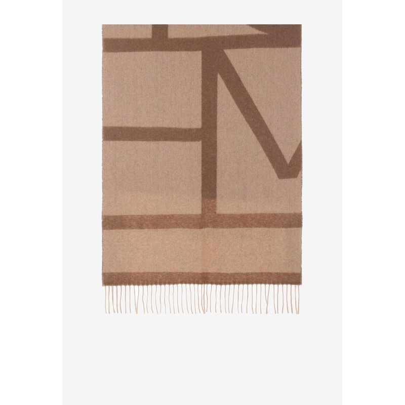 Monogram Jacquard Wool Scarf Beige Onesize