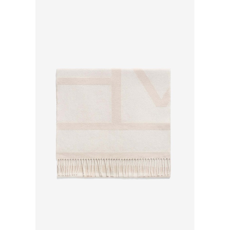 Monogram Jacquard Wool Scarf Cream Onesize