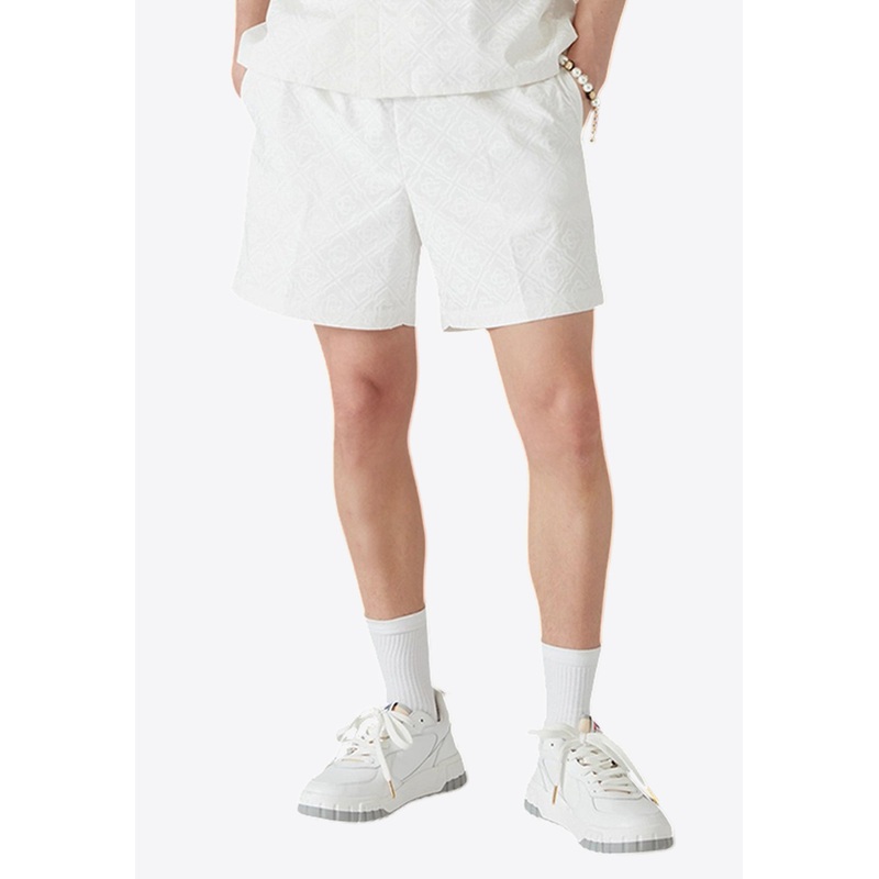 Puff Monogram Drawstring Shorts White mrtwstd_S
