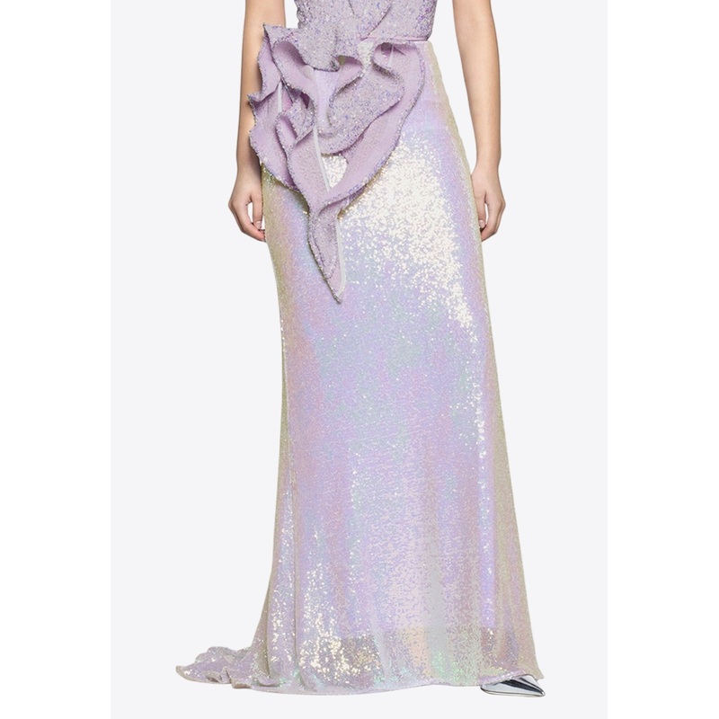 Rhyme Glittered Maxi Skirt Lilac wrtwuk_UK 8