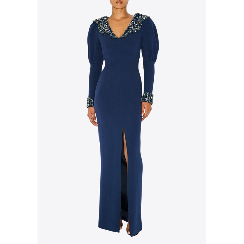Sahara Embellished Maxi Dress Navy wrtwuk_UK 12