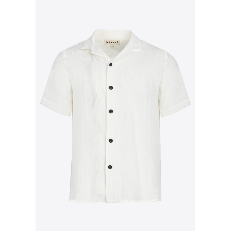Sor Camp Collar Linen Shirt White mrtwstd_S