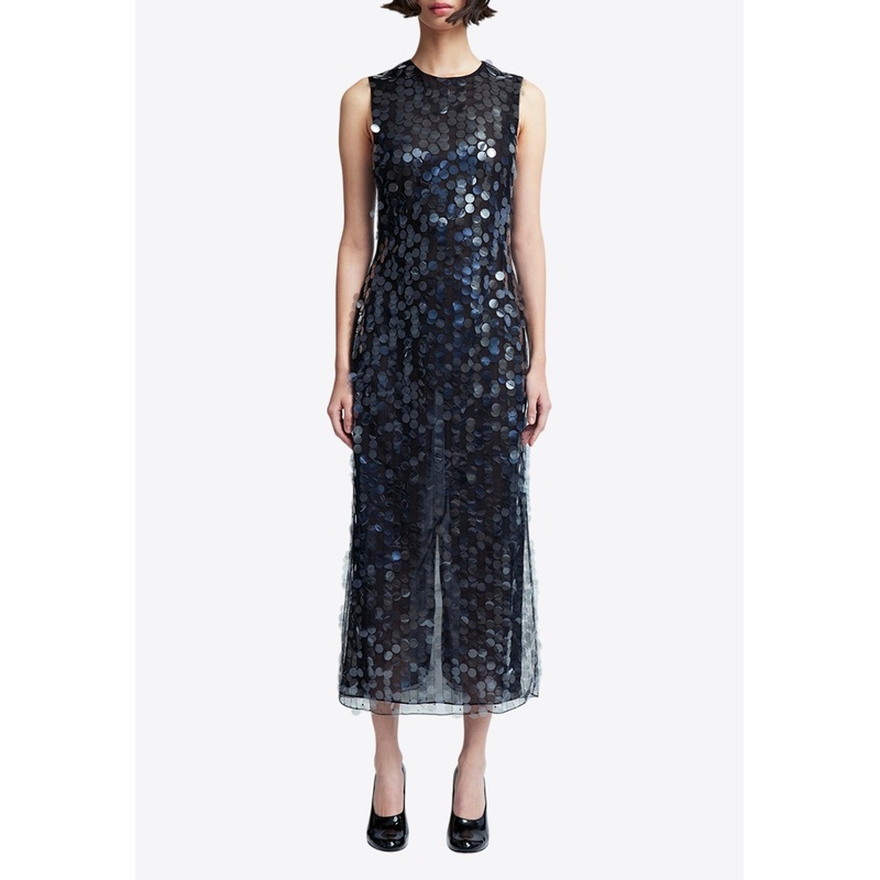 Tovia Sequined Midi Dress Black wrtwuk_UK 8