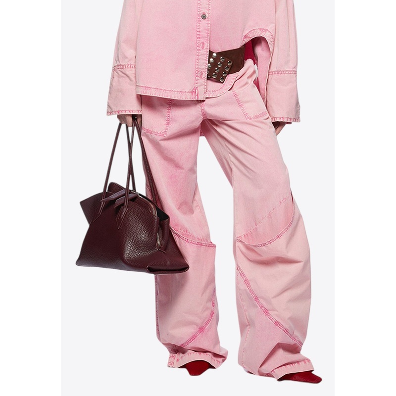 Washed-Effect Baggy Jeans Pink wrtwbottoms_27