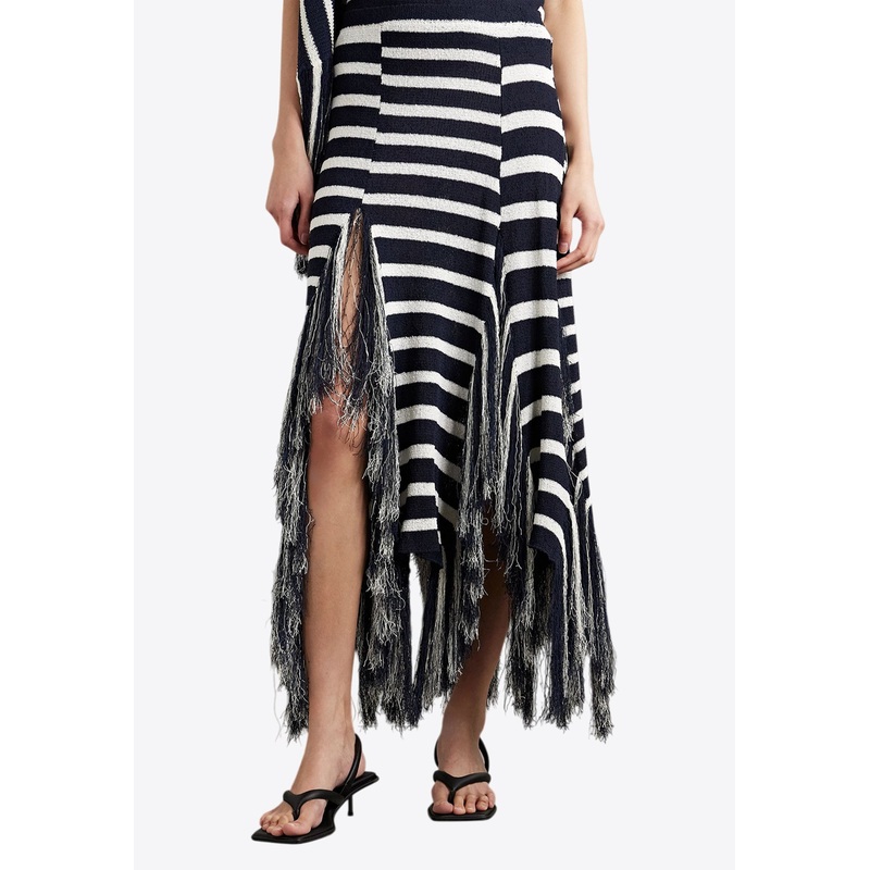 Yves Frayed Asymmetrical Skirt Navy wrtwstd_S
