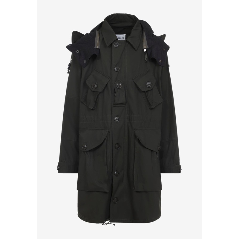 Buttoned Hooded Coat Green mrtwit_IT 50