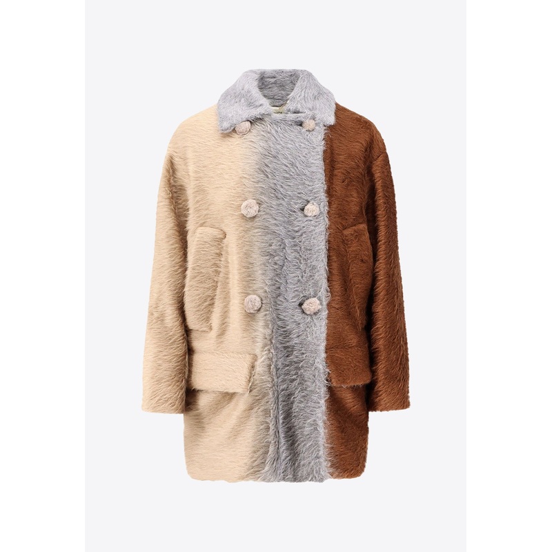 Colorblocked Double-Breasted Alpaca Coat Multicolor wrtwit_IT 38