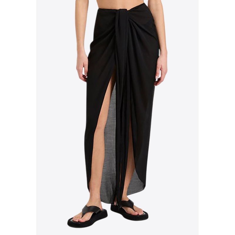 Cremona Tie Front Sarong Skirt Black wrtwstd_XS