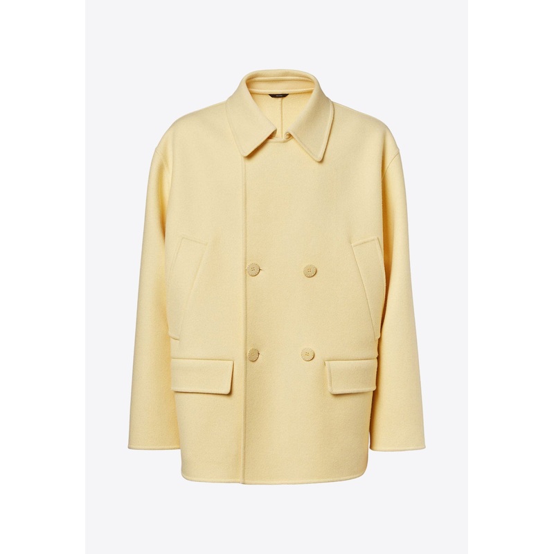 Double-Breasted Wool Pea Coat Yellow mrtwstd_S