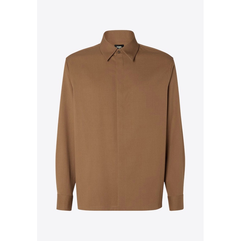 FF Embossed Wool Shirt Brown mrtwstd_S