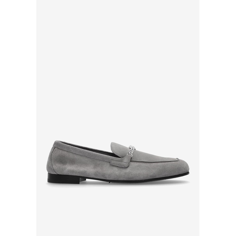Medusa Suede Chain Loafers Gray mshoeseu_EU 40