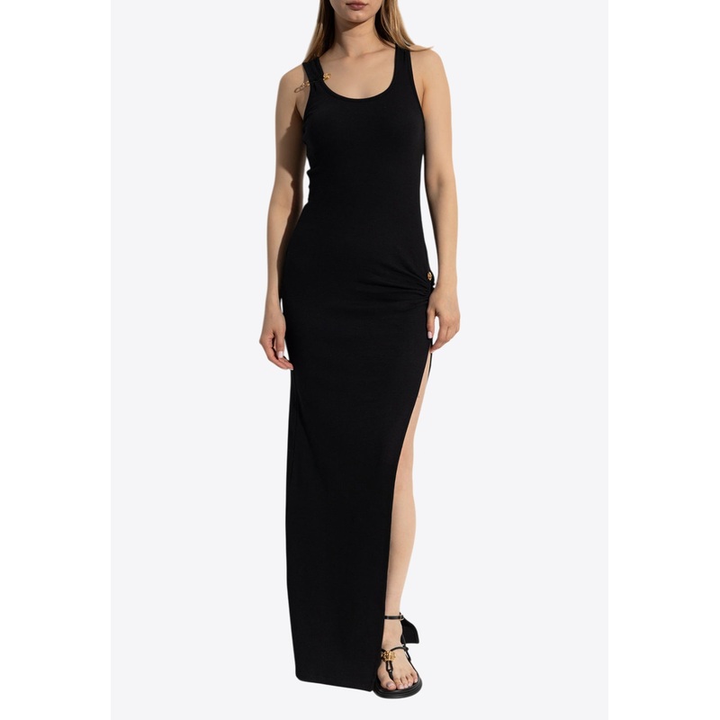 Safety Pin Asymmetrical Maxi Dress Black wrtwit_IT 36