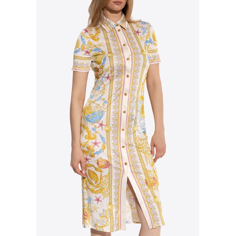 Underwater Barocco Print Shirt Dress Multicolor wrtwit_IT 36