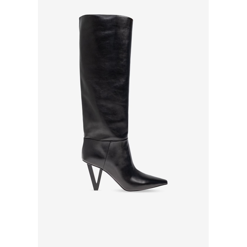 V2025 85 Calf Leather High-Knee Boots Black wshoeseu_EU 36