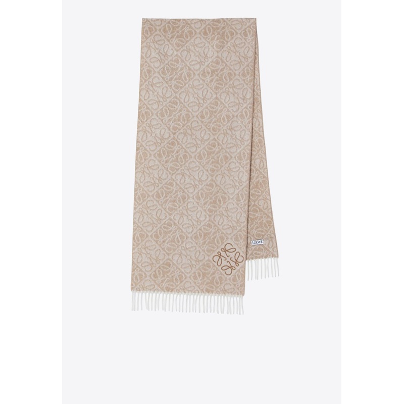 Anagram Wool-Blend Scarf Beige Onesize