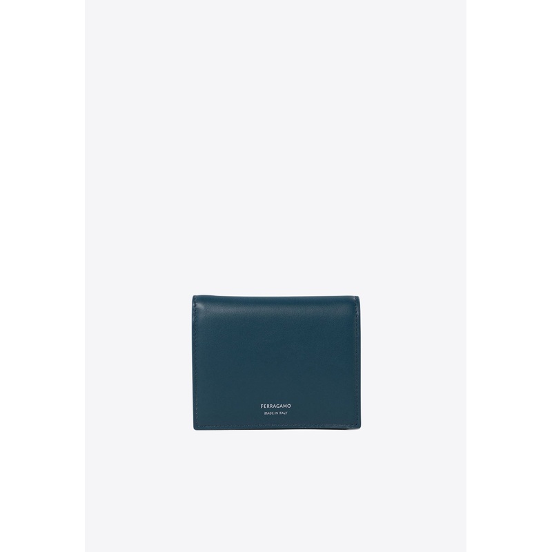 Compact Leather Logo Wallet Blue Onesize