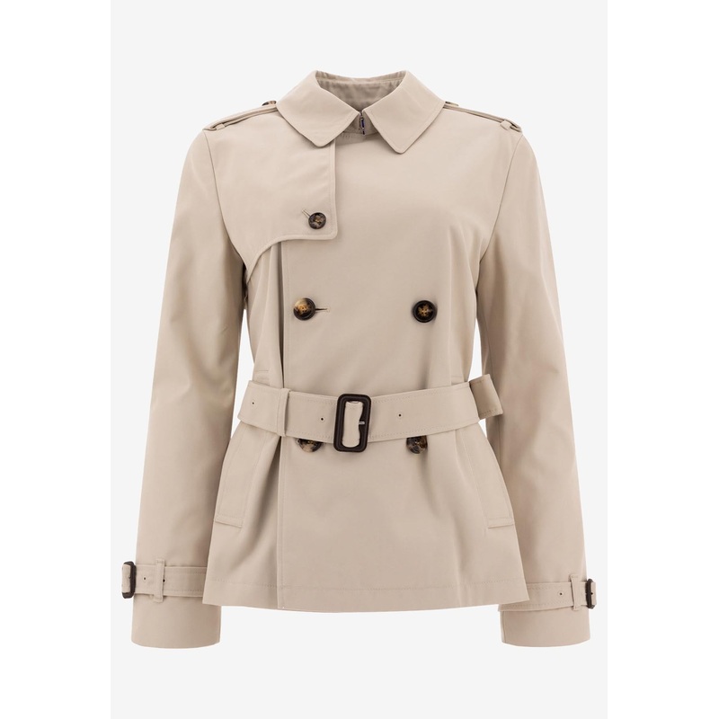 Double-Breasted Short Trench Coat Beige wrtwuk_UK 8